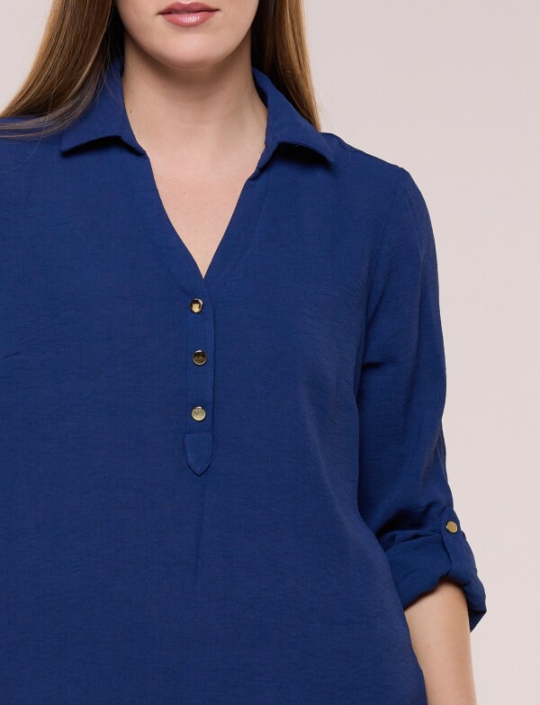 Blusa Holgada Triple Botón AZUL
