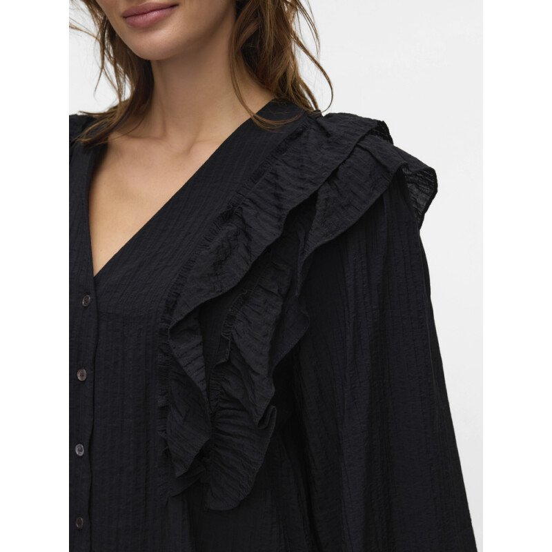 VMKAUSA FRILL LS TOP WVN GA BLACK