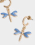 Aros Argollas Azul Aros Argolla Libelula - Dorado