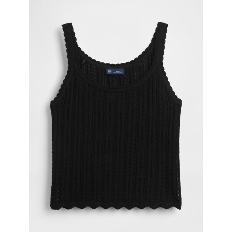 COTTON POINTELLE TANK BLACK