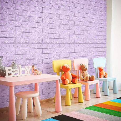 Set 12 Revestimiento 70x77 3D Ladrillo Adhesivo Pared Violeta