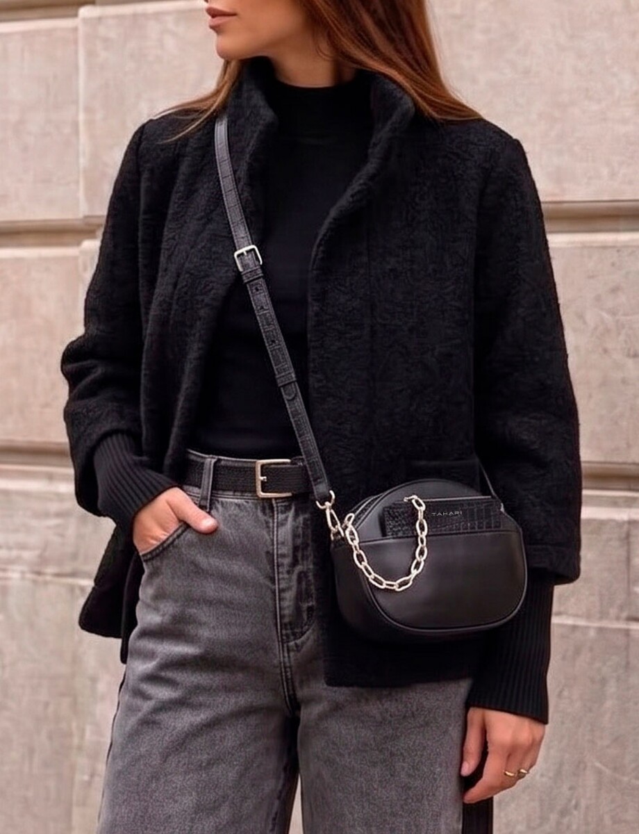 Cartera Crossbody Con Monedero - Negro 