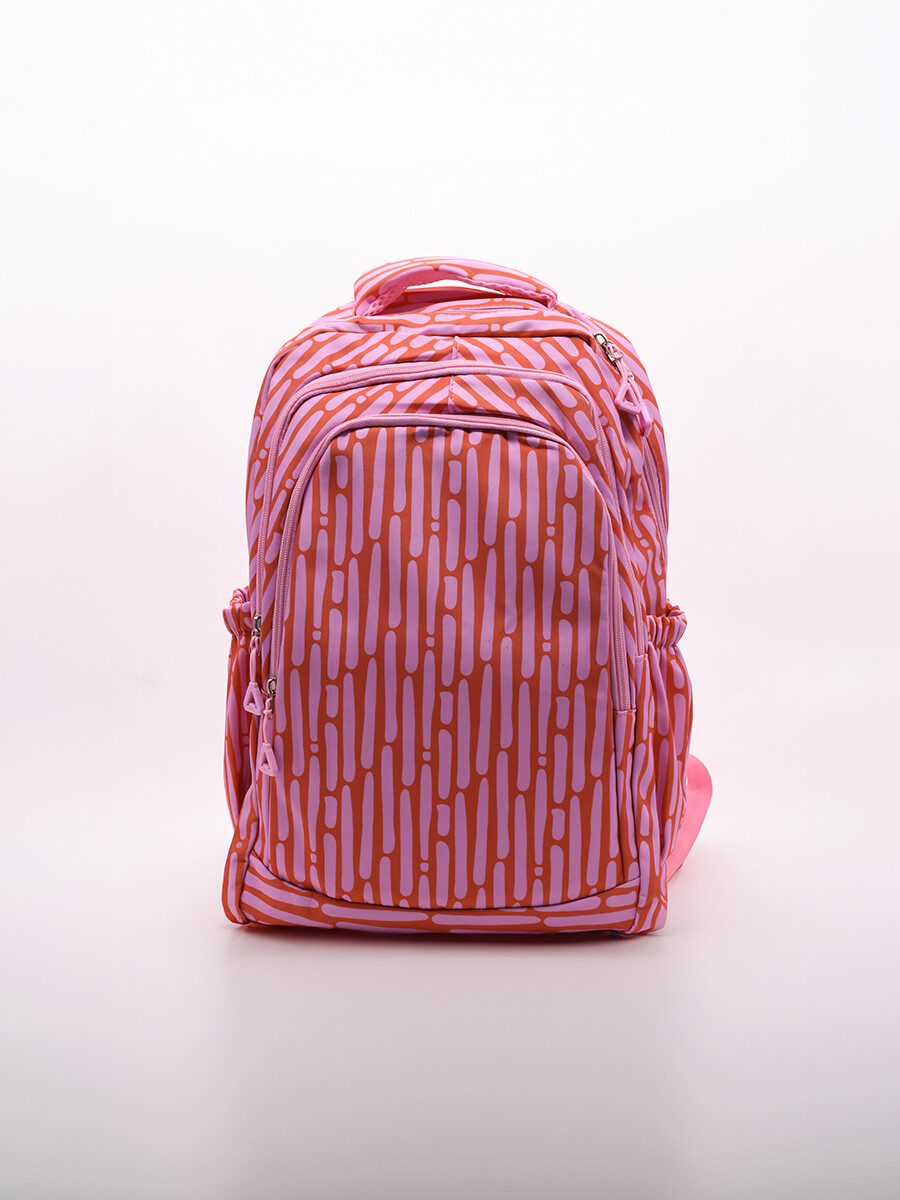 MOCHILA RAYAS DOBLE CIERRE - ROSADO 