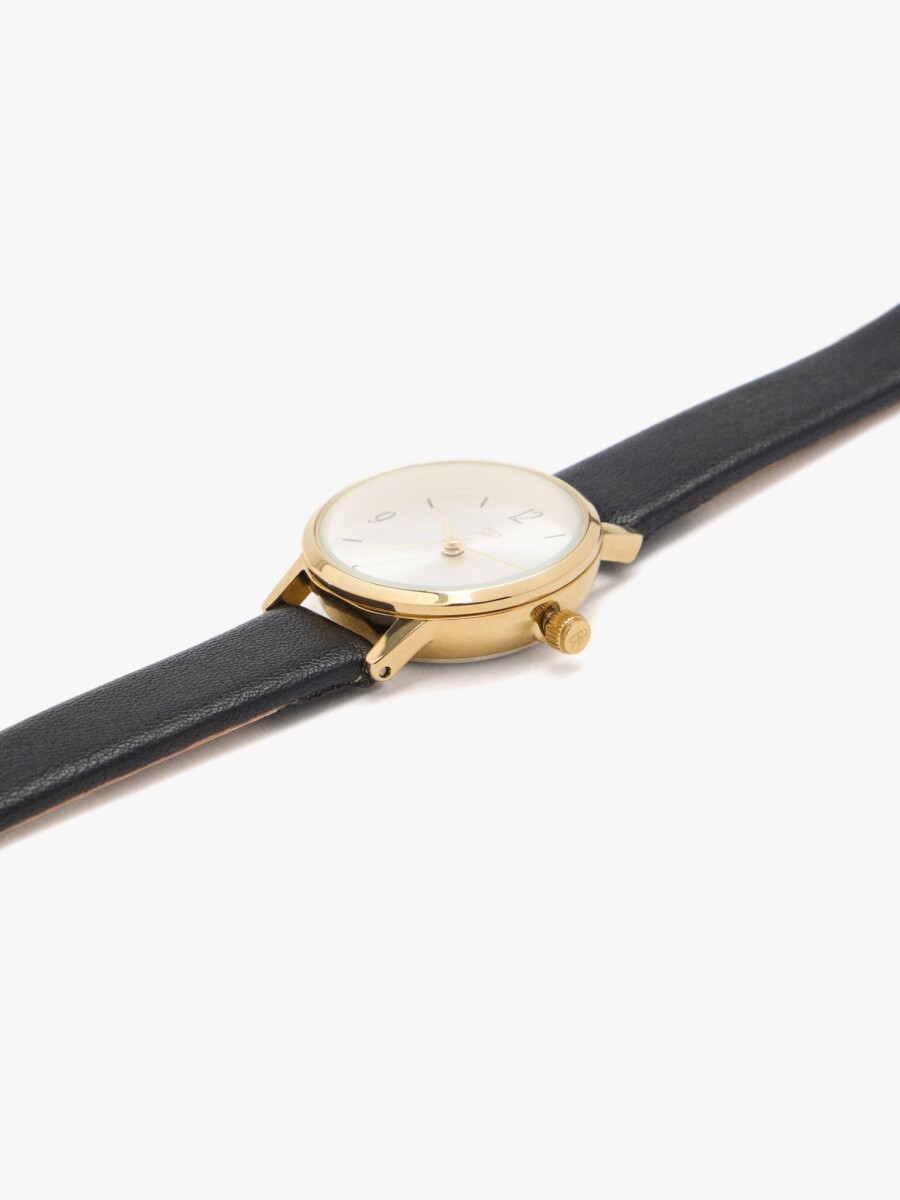 Reloj Redondo Pulsera Con Textura negro