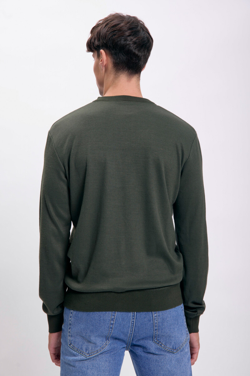 Buzo punto básico cuello redondo Verde