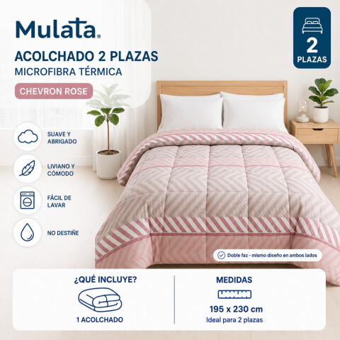 Acolchado 2 Plazas Doble Faz Microfibra Térmico 195 x 230cm - Chevron Rosé Acolchado 2 Plazas Doble Faz Microfibra Térmico 195 x 230cm - Chevron Rosé