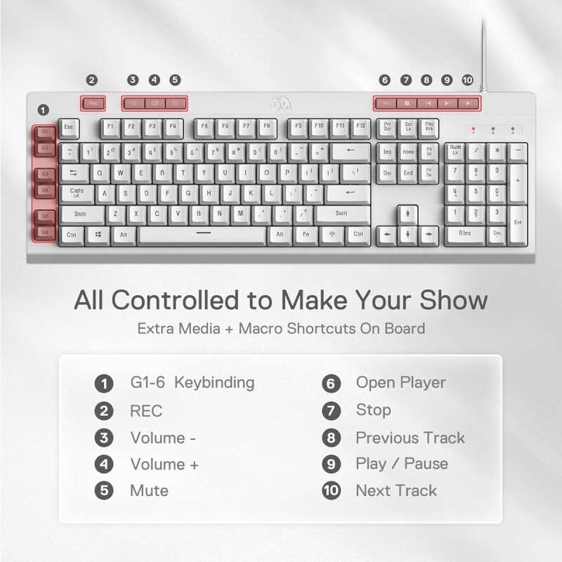 Teclado Gamer Redragon Shiva K512 RGB Membrana White SP Teclado Gamer Redragon Shiva K512 RGB Membrana White SP
