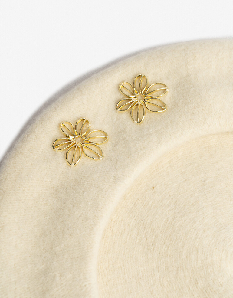 Boinas Boina Con Aplique De Flor - Blanco Crudo