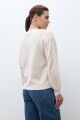 Sweater con apliques florales beige melange