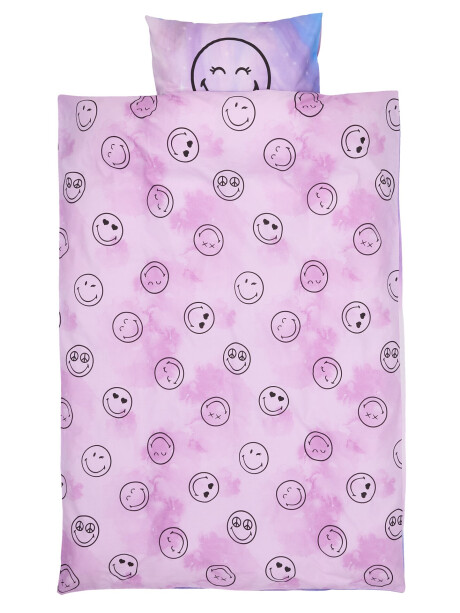Juego funda nórdica SMILEY SGL 155x220 mor Juego funda nórdica SMILEY SGL 155x220 mor