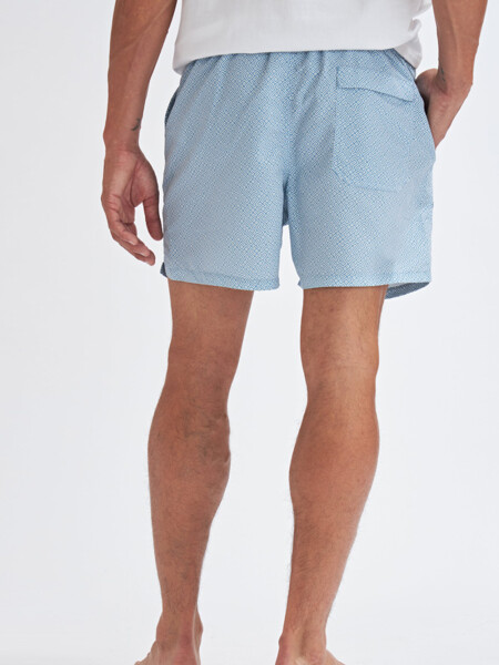 Short de baño Geométrico- Azul Piedra