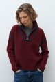 Sweater vivo en contraste bordo