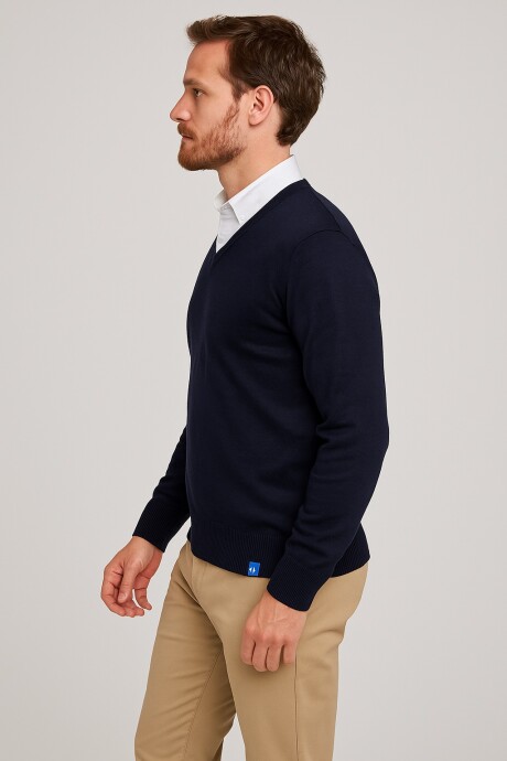 BUZO TEJIDO CUELLO EN V - Azul 100% algodon BUZO TEJIDO CUELLO EN V - Azul 100% algodon