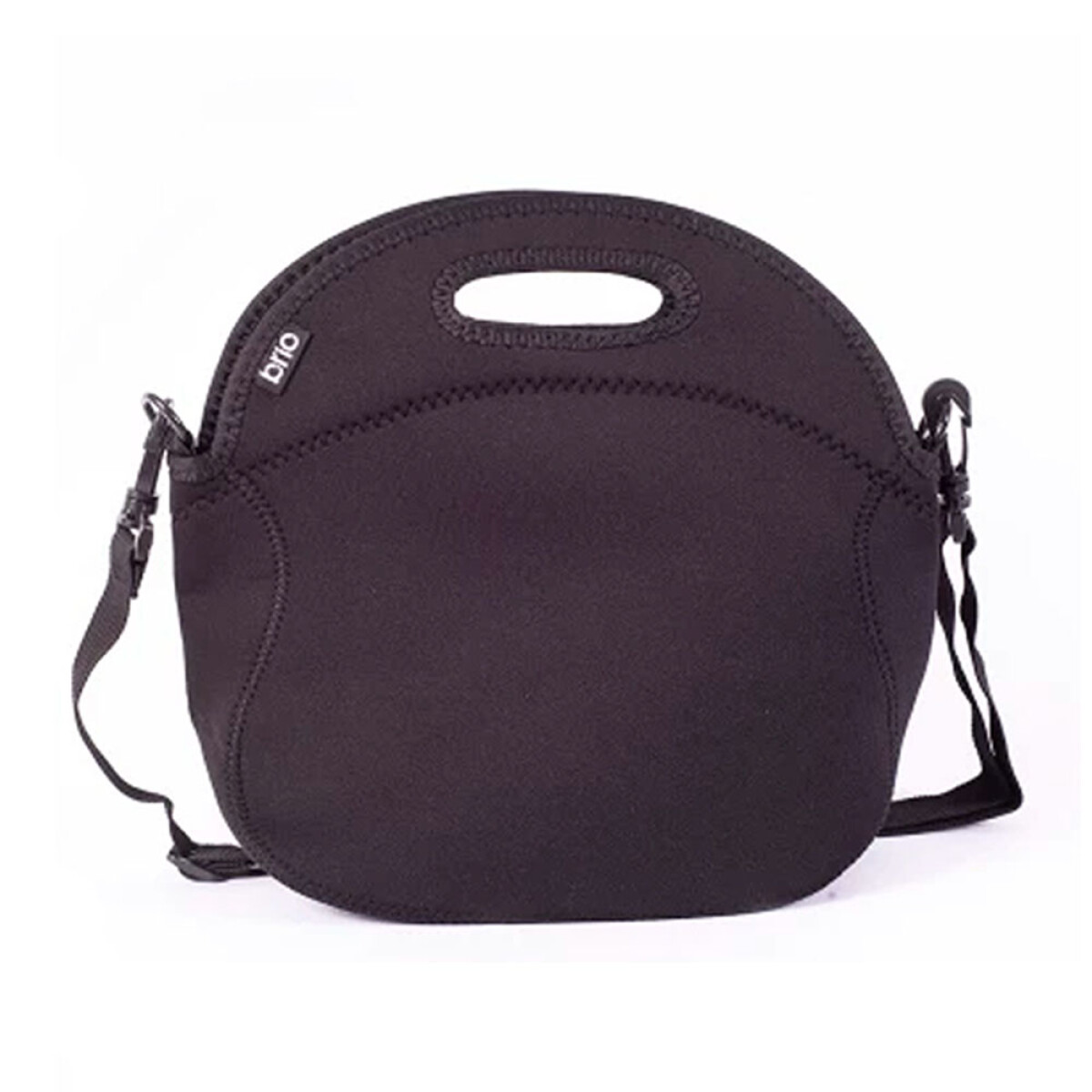 Lunchera Neopreno Brio Bolso Térmico c/Asa Correa Ajustable - Negro Liso 