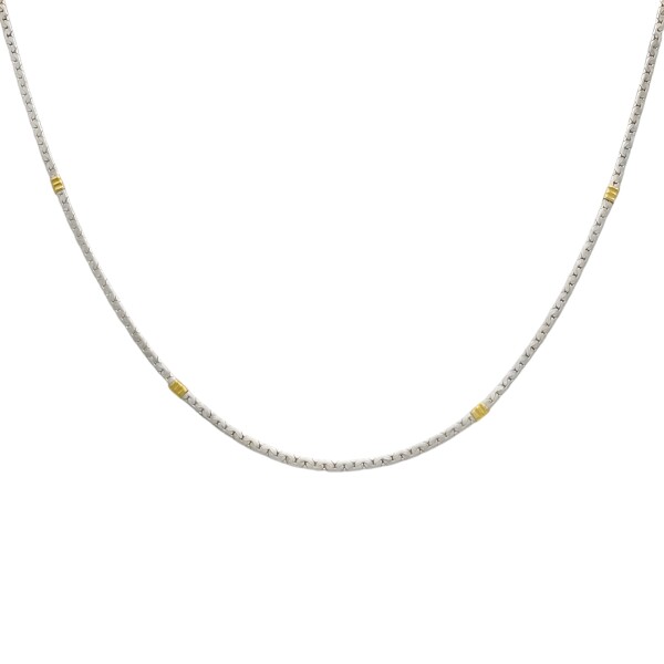 Cadena Tejido Plano-Plata y Oro-CD5013 sinpiedra