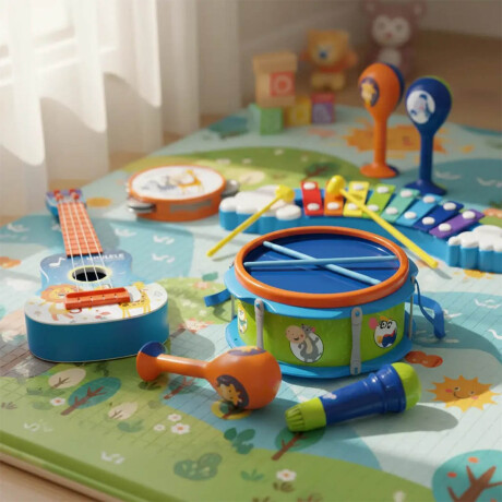 Set 7 Instrumentos Música Guitarra Xilófono Juguete Set 7 Instrumentos Música Guitarra Xilófono Juguete