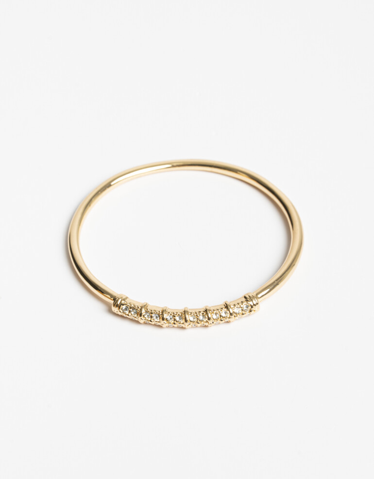 Pulseras Rígidas Strass Pulsera Rígida Con Strass Bañada En Oro - Dorado