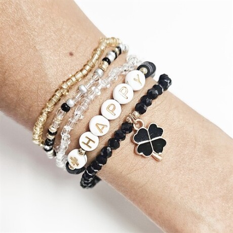 Pulsera Set x5 mostacillas negras y doradas Sc