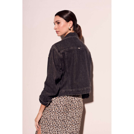 Campera Denim Tachas Gris Oscuro