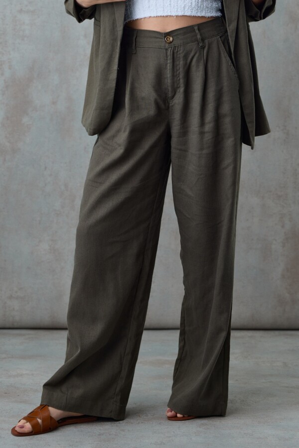 Pantalon Lino Wide OLIVA