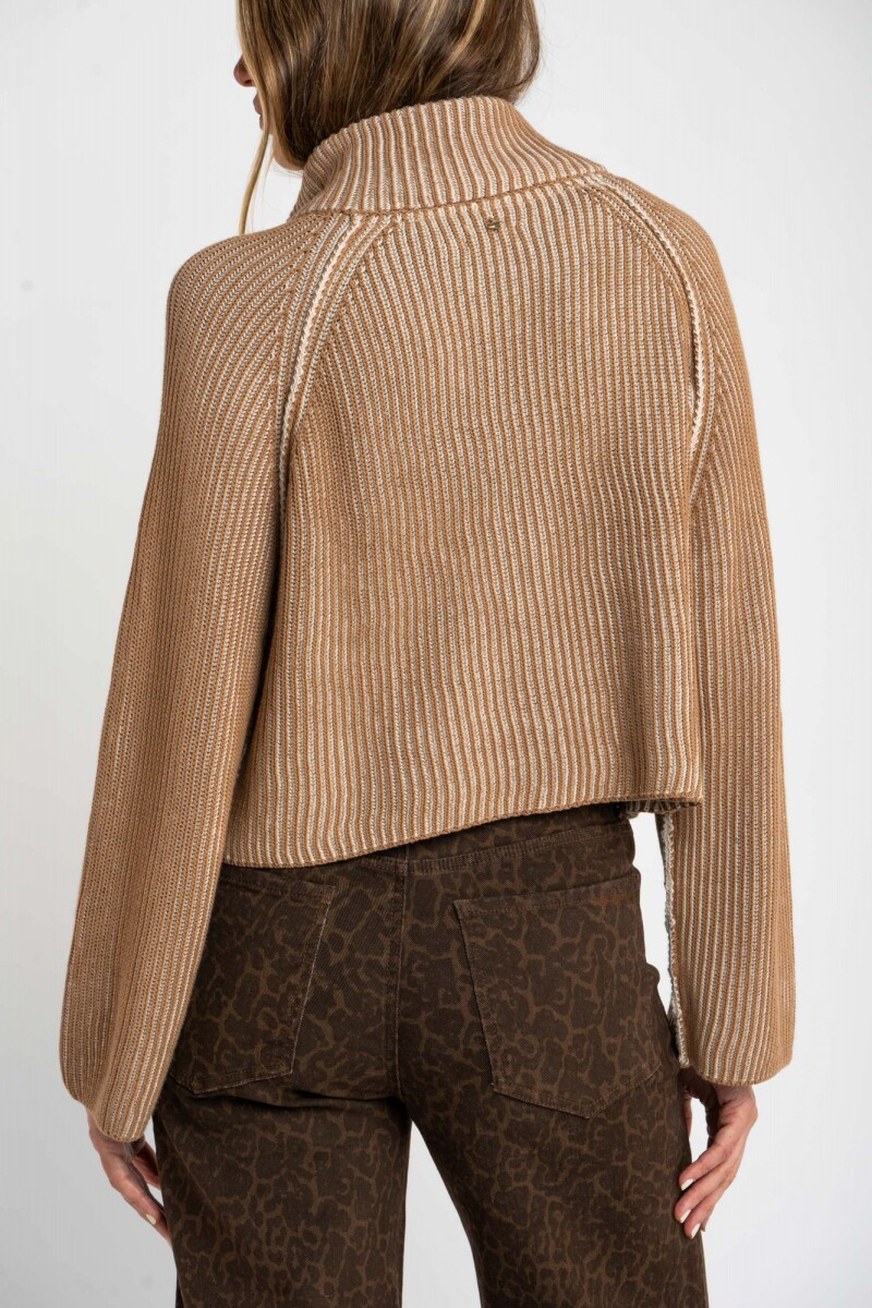 Sweater Algodón Cierre Camel