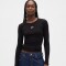 INTL LS MOD RIB CROP TEE BLACK