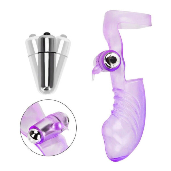Dedo Forma De Pene Masturbación Vibrador Clitoris Silicona Variante Color Violeta