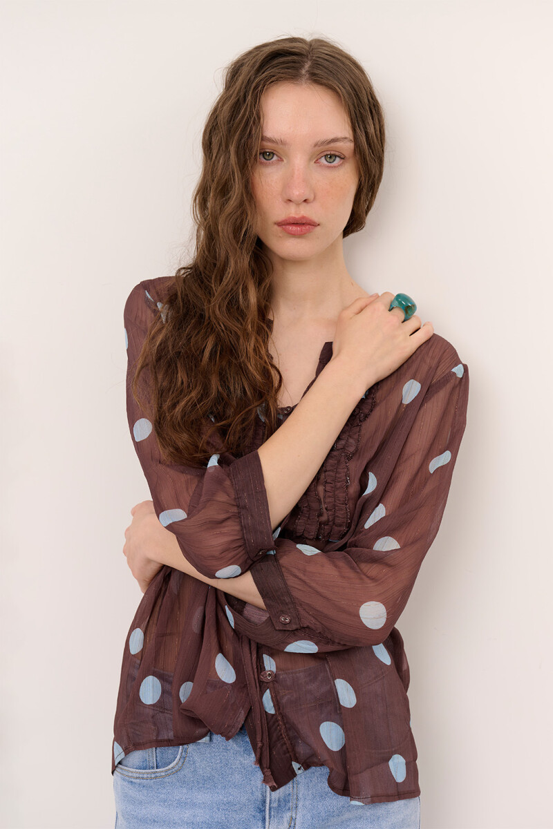 BLUSA DOT MARRON