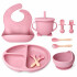 Set Alimentación Bebé Platos Silicona Libre Bpa 10 Piezas Color Rosa