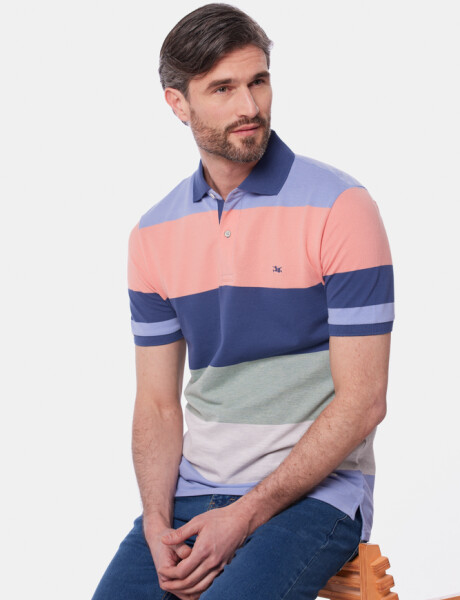 REMERA POLO RAYADA Azul