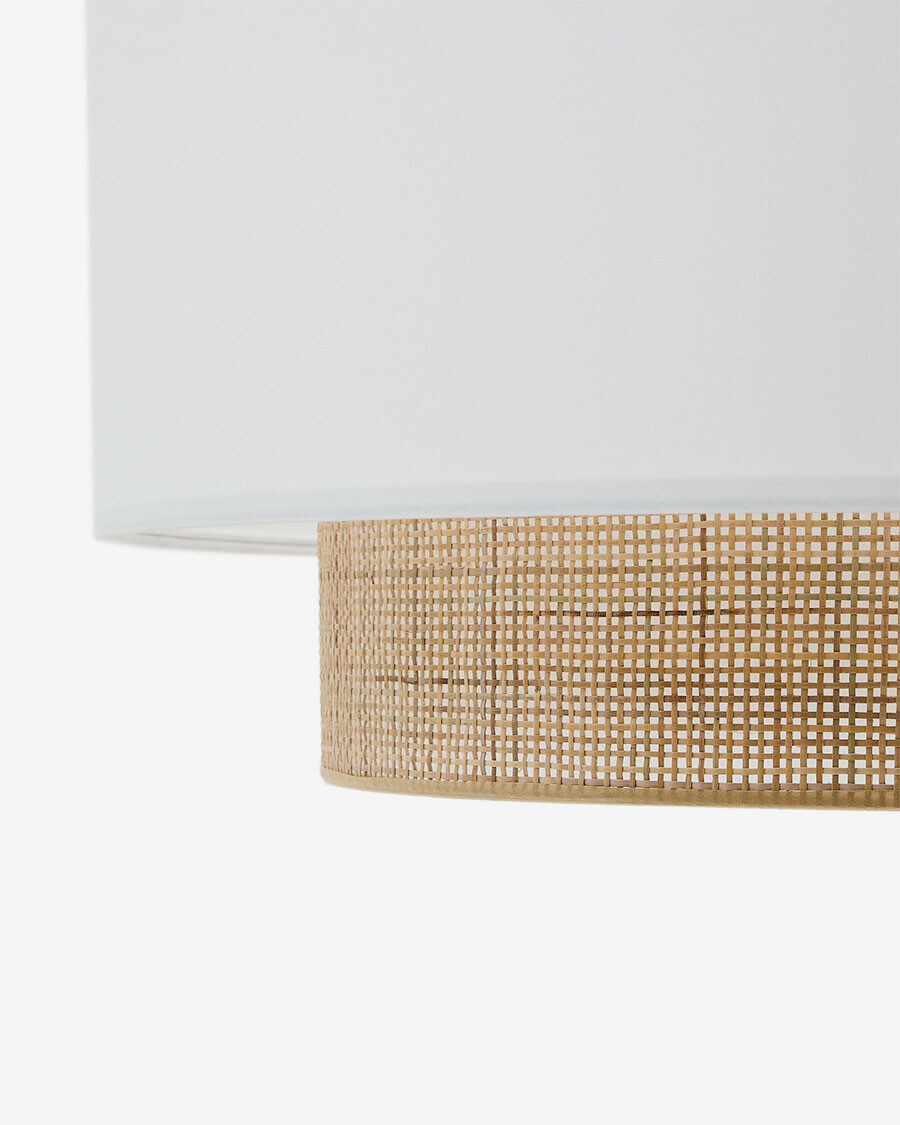 Pantalla para lámpara de techo Erna de bambú con acabado natural y blanco Ø 60 cm