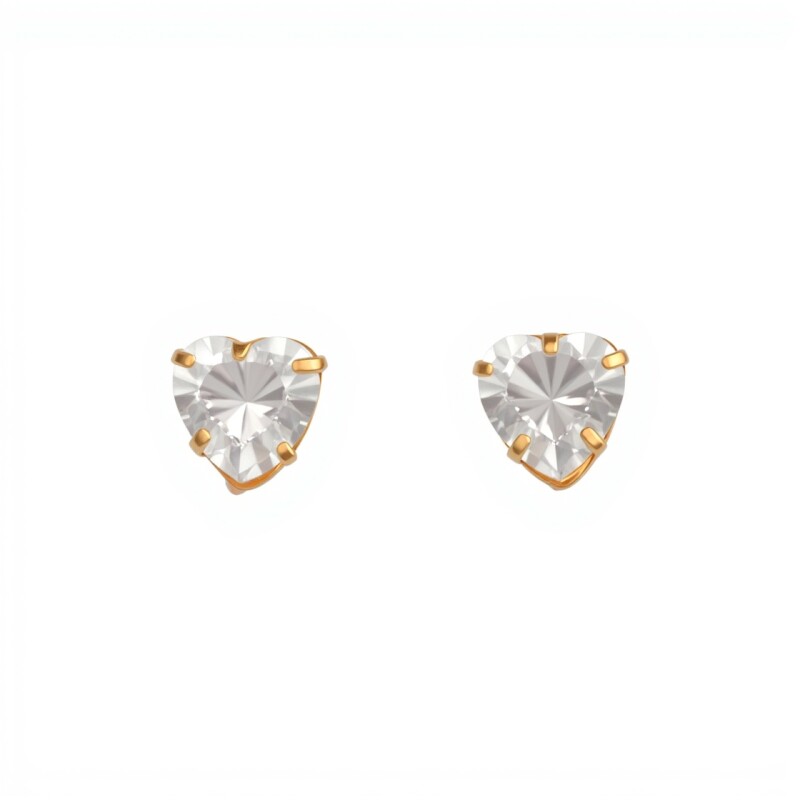 Caravanas Corazón Zirconia de oro- Oro bajo - Zirconia - CA8107 conpiedra