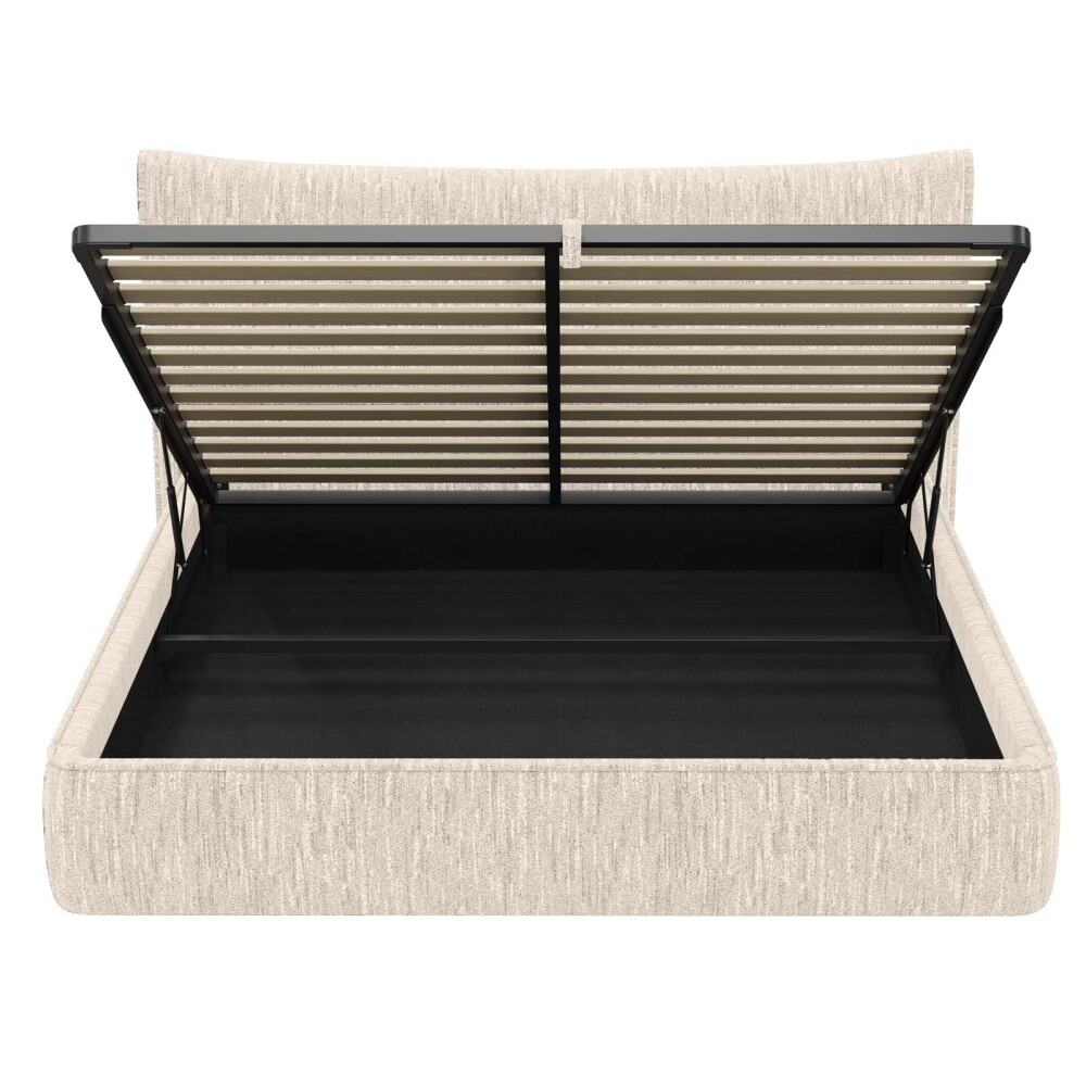 CAMA C/BAÚL 2 PLAZAS MADERA-Y-TELA NATURAL-BEIGE ZAFIRO