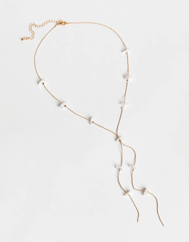 Collares Largos Beach Collar Con Perlitas - Dorado