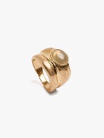 Anillo Doble Con Detalle Ovalado dorado