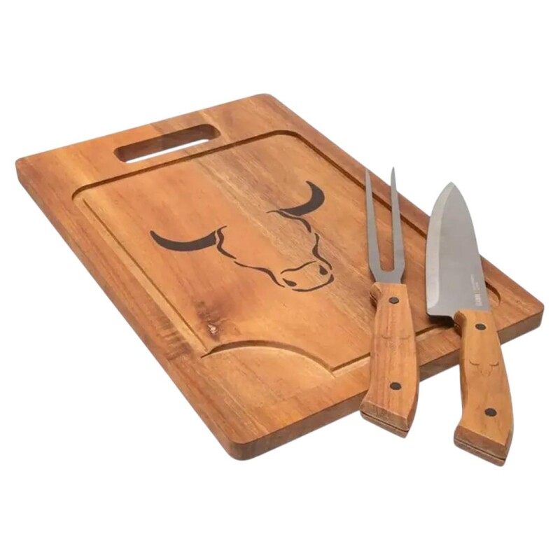 Set De Tabla De Cortar Con Cuchillo Y Tenedor Wayu Set De Tabla De Cortar Con Cuchillo Y Tenedor Wayu