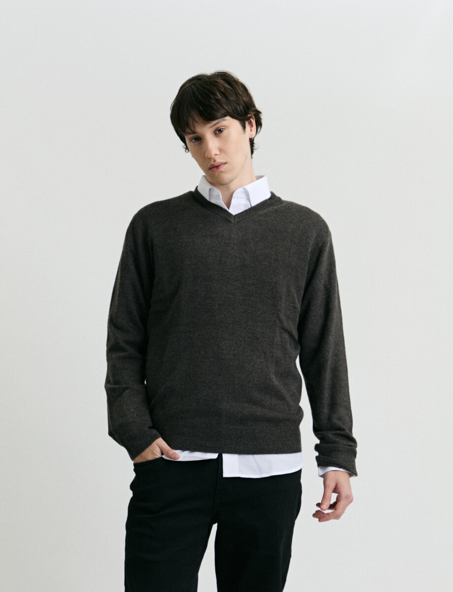 470313 SWEATER V HARRINGTON URBAN Gris Oscuro Melange