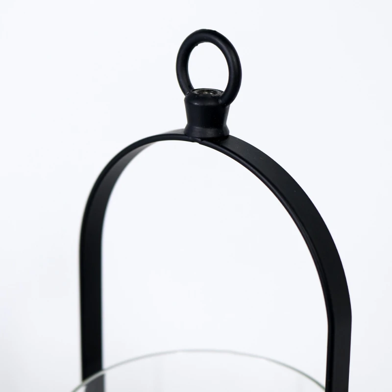 PORTA VELA METAL NEGRO/VIDRIO 10X10X27CM Unica
