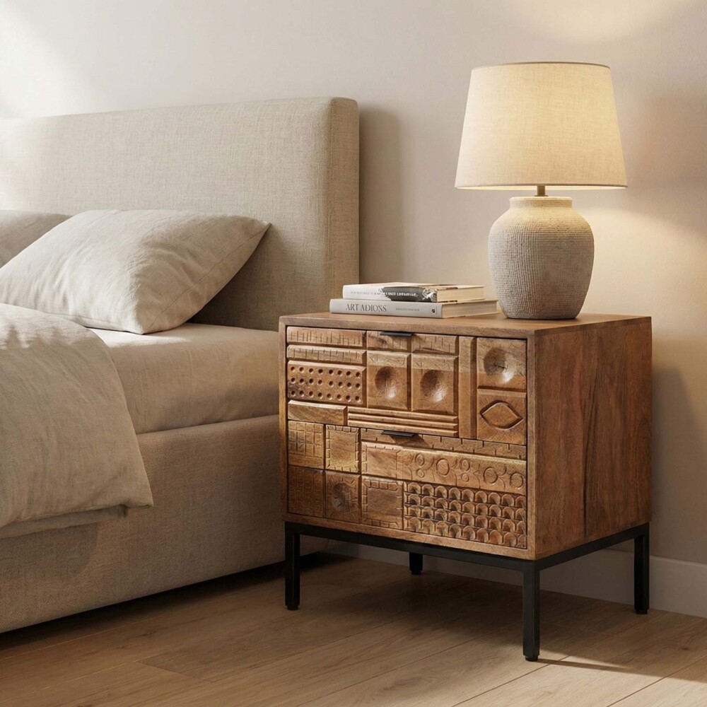 MESA DE LUZ HIERRO-Y-MADERA MARRON 2C NAHUA