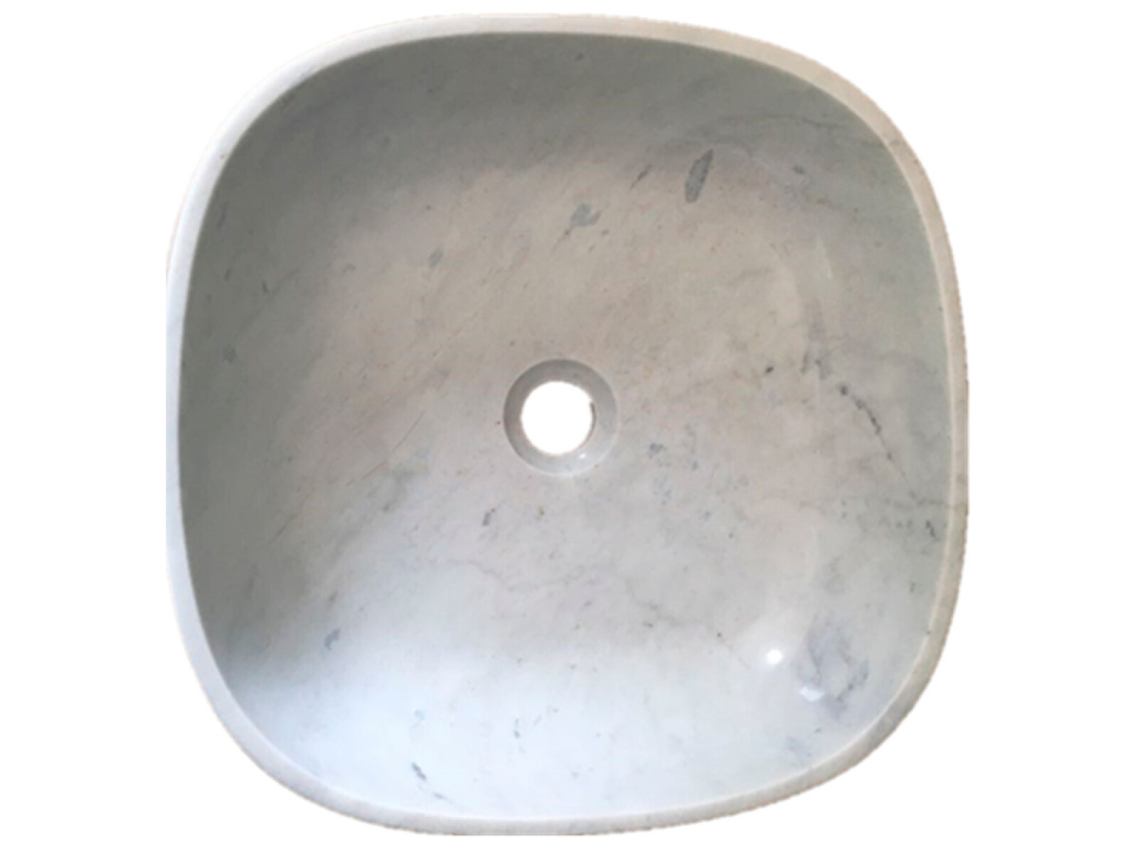 Bacha cuadrada de mármol gris claro pulido 44x44x12 