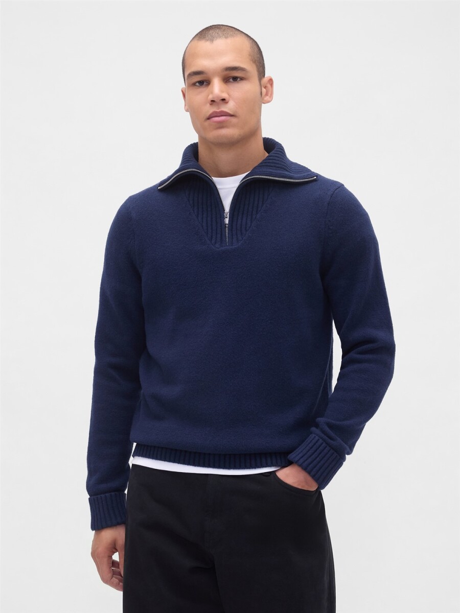 Buzo Cashsoft Medio Cierre Hombre - New Classic Navy 2 