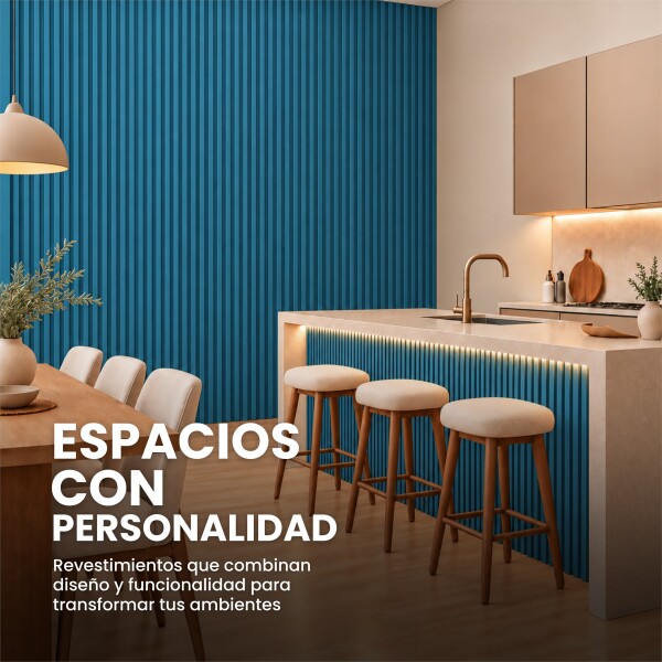 Pack x50 Wpc Simil Madera Wall Panel Lambrin 2.90x16.7 Azul 1