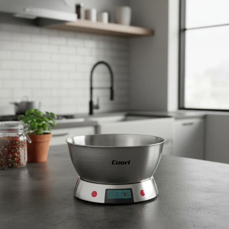 Balanza de Cocina Digital Acero Inox 5Kg LCD Bowl Extraíble Plateado
