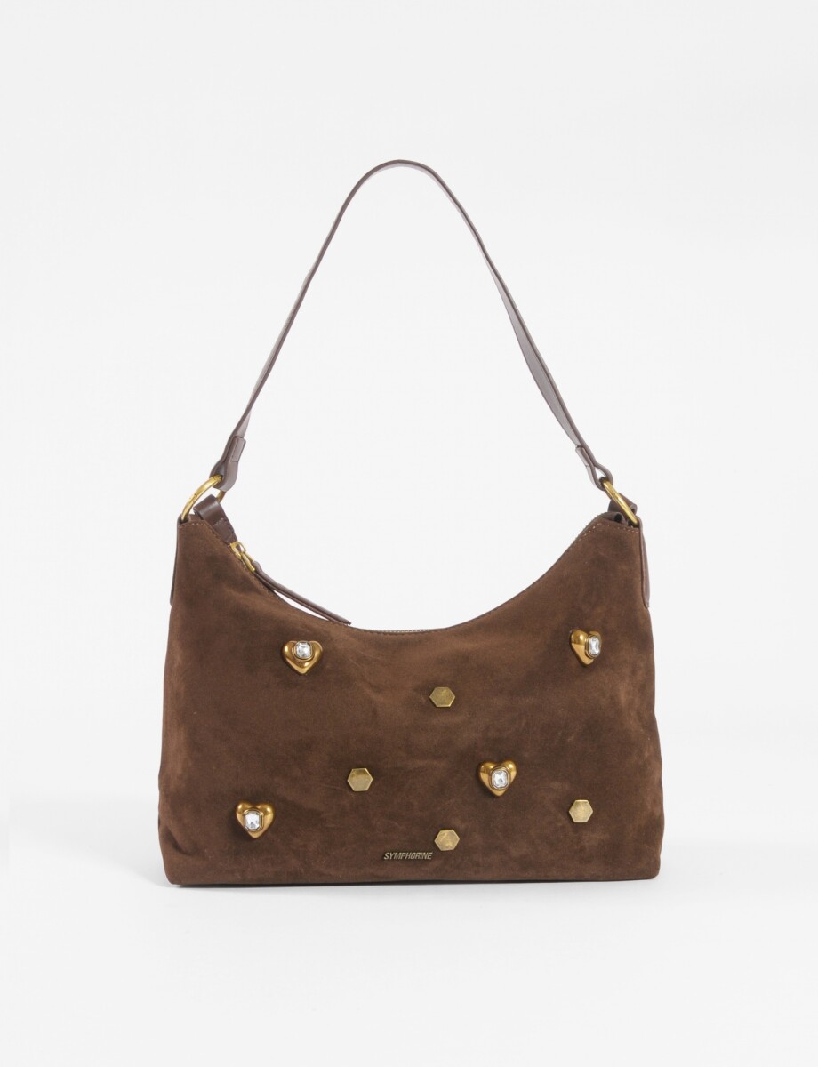 Bandolera vintage tachas strass - chocolate 