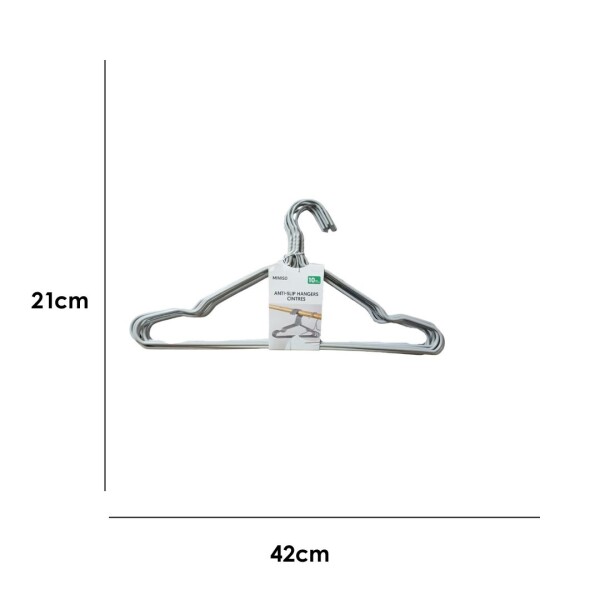 Percha antideslizante 10pcs gris