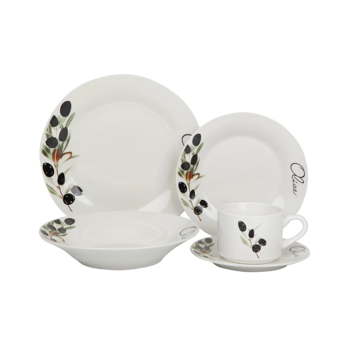 JUEGO DE VAJILLA PORCELANA 20 PZAS OLIVE 