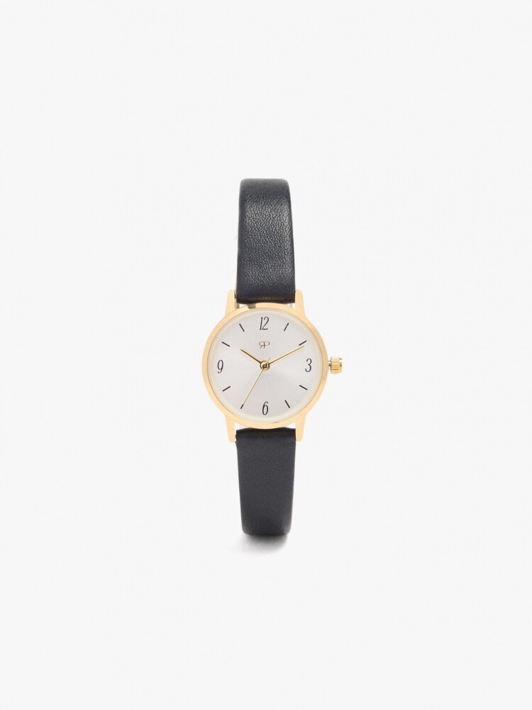 Reloj Redondo Pulsera Con Textura negro