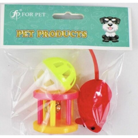 Juguete p/Gatos Pelota, Ratón y Tambor Juguete p/Gatos Pelota, Ratón y Tambor