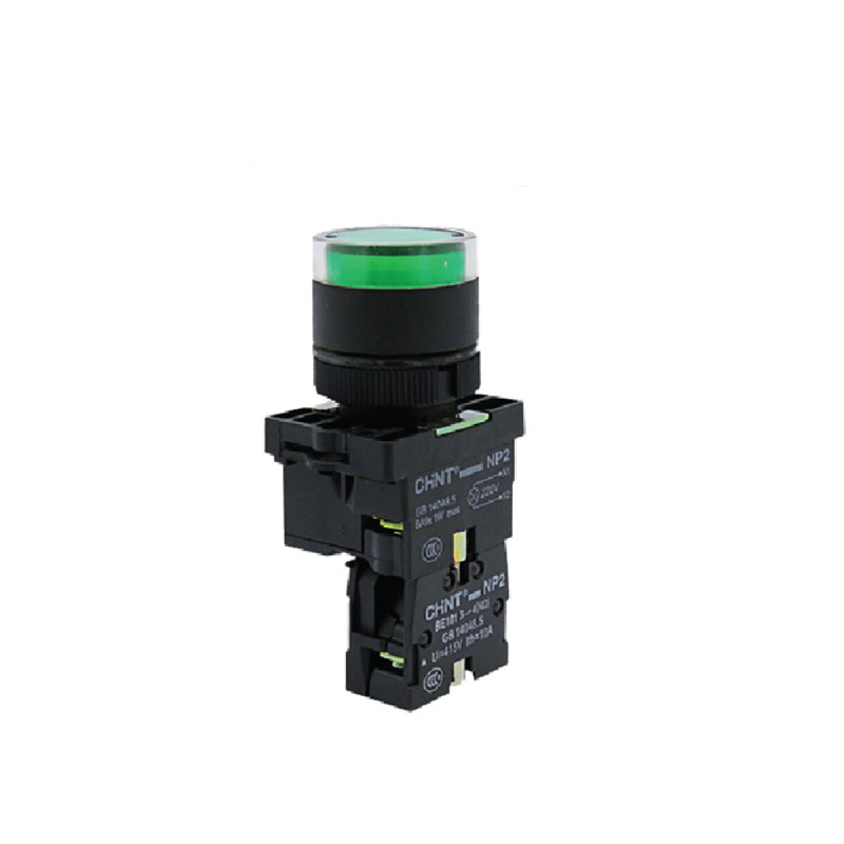 Pulsador luminoso (led) plástico verde 1NA 230Vca - 0299 