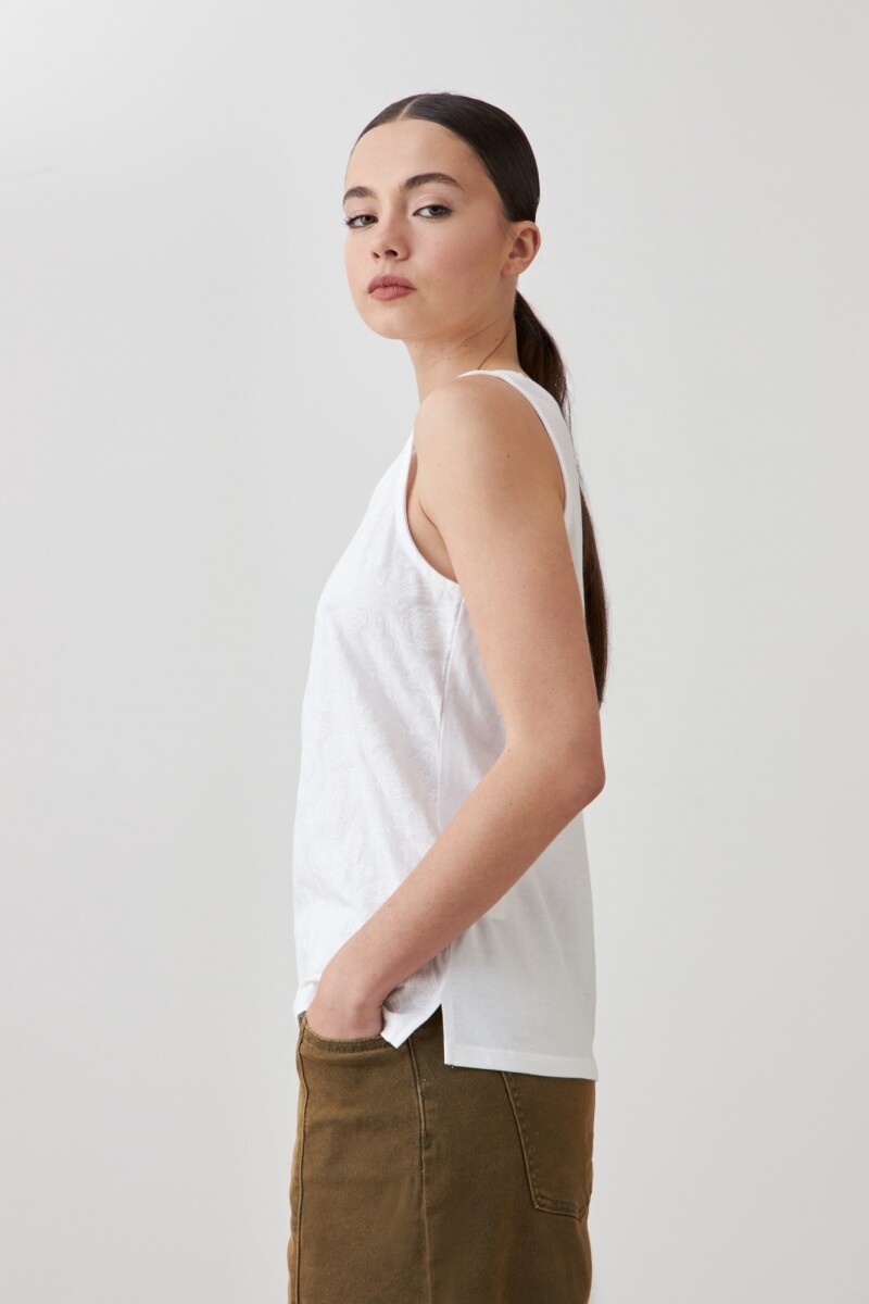 Musculosa con puff print blanco